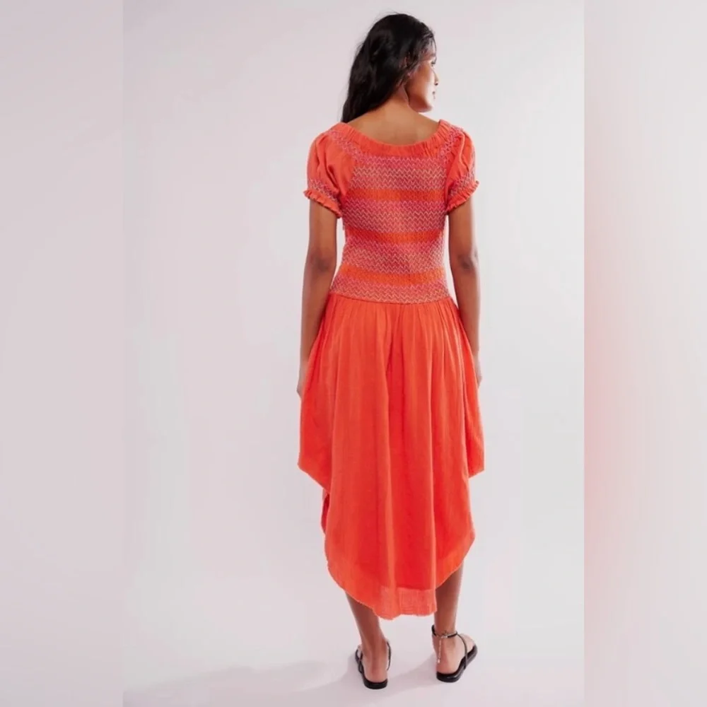 Free People Catch Me Midi Dress Size Small Off Shoulder Fitted Drop Waist Midi - Picture 4 of 7